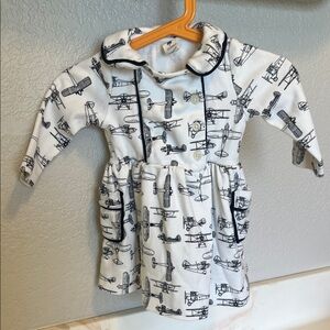 Kate Quinn White and Black Airplane Print Dress